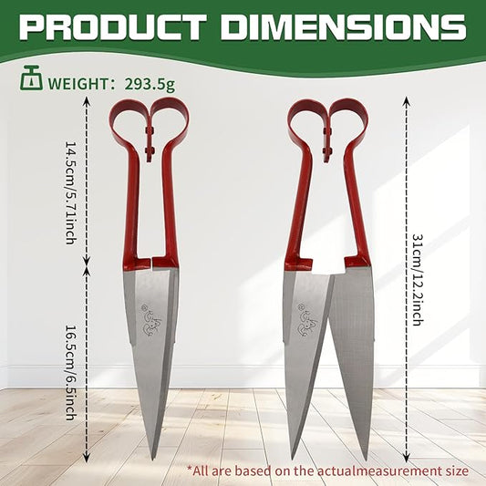 Hand Shears For Sheep Shearing, 6.1-inch Carbon Steel Blade,Classic Style, Carbon Steel Scissors For Alpaca, Pet Horse Dog Shearing (red handle)