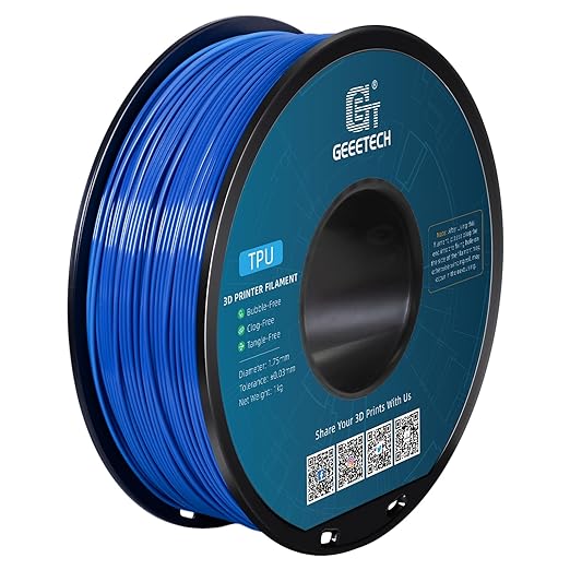 Geeetech TPU Filament 1.75mm ??95A Flexible 3D Printer Filament with High Elasticity, 1KG (2.2lbs) Spool, Dimensional Accuracy 짹0.03mm, Fits Most FDM Printers, Blue
