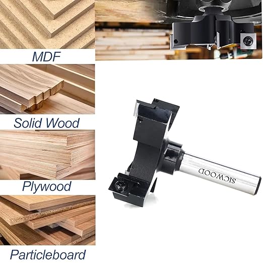 Slab Flattening Router Bit 1/2 Shank, Exra Large 3" Cutting Dia 4-Wing, Insert Carbide CNC Spoilboard Surfacing Router Bit, Wood Planer Planing Bit for Flycutter/Slab Leveler/Rabbeting by SICWOOD
