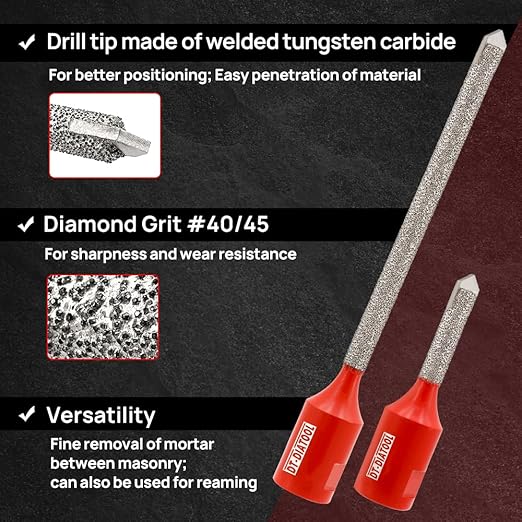 DT-DIATOOL Diamond Mortar Raking Bit - Tuck Pointing Bit with Carbide Tipped for Granite Marble Concrete Masonry Stone Removals Vacuum Brazed Bit 5/8-11 Thread(8 * 42mm)*5