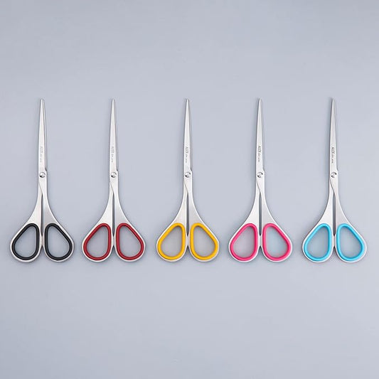 ALLEX Small Skinny Scissors for Office 5.5", All Purpose Slim & Thin Low Profile Scissors, Made in JAPAN, All Metal Sharp Japanese Stainless Steel Blade with Non-Slip Soft Ring, Black