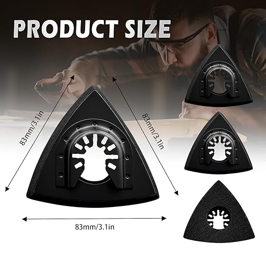 4-Pack Triangle Oscillating Sanding Pads ??3-1/8 Inch Hook & Loop Multi Tool Sanding Attachment for Woodworking, Paint Removal, and Finishing