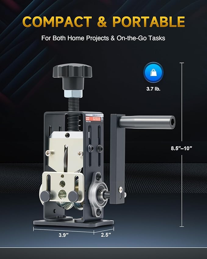 CREWORKS Manual Wire Stripper Machine, 0.06-1 inch Wire Stripper for Drill, Copper Wire Stripping Machine for Scrap Wire with 2 Feed Hole Plates, Cable Stripper Tool for Leftover Cable Recycling