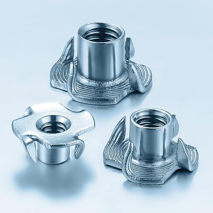 T-Nuts M4x8 (100 pcs), zinc Plated Steel, for Wood, Climbing Holds and cabinets