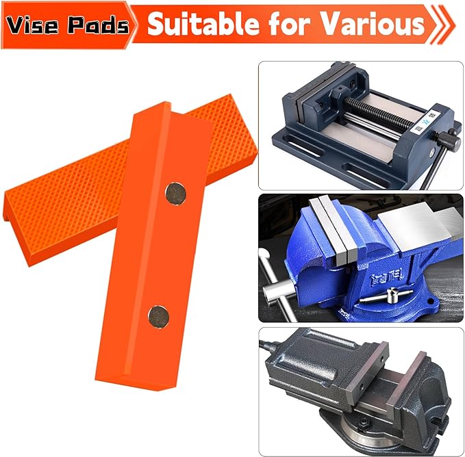 NOEAIKE 4.5 Inch Bench Vise Block-2 Pairs,Strong Magnetic Soft Protective Covers,1 Multi-Groove Jaw Pads,1 Standard Waffle Surface Jaw Pads