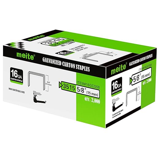 meite Carton Closing Staples 16 Gauge 1-3/8" Wide Crown Staple 5/8" Length Copper-Coated Box Staples for Pneumatic or Manual Staple Gun Cardboard Packaging, 20000PCS