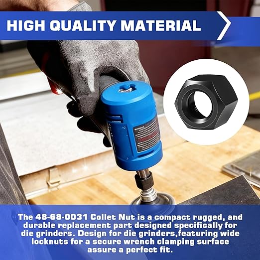 Zookpr 48-68-0031 1/4 Inch Die Grinders Collet Nut Replacement Parts for Milwaukee 2485-20, 2486-20, 2784-20, 5192, 5194, 5196 Die Grinder and 2723-20 Compact Router, 4 Pack