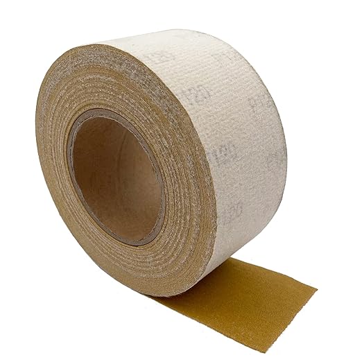 120 Grit Hook and Loop Sandpaper Roll, 2-3/4" X 20 Yard Aluminium Oxide Hook-and-Loop Backed Sand Paper Emery Cloth for Wood Furniture Finishing Metal Sanding Polishing and Woodworking