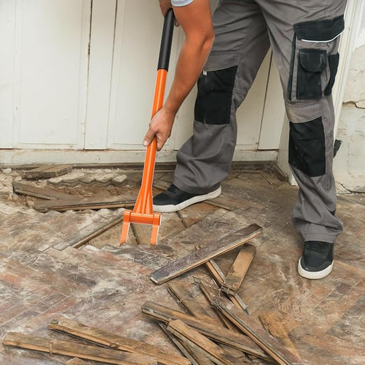 Demolition Tools - 2mm Steel Straight Handle Wrecking Bar for Wood Floors & Drywall Removal - Demo Deck Board Removal Tool for Contractors, Restoration, 28'' Rounded Handle for Tight Spaces