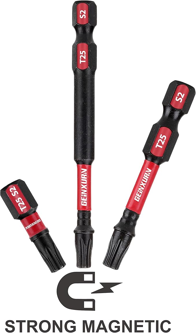 15Pieces T25 2 In. Impact Tough Magnetic #25 Torx Head Power Bits, S2 Alloy Steel T25 Screwdriver Bits Set