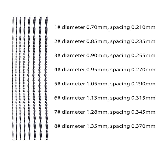 48-Piece Jewelers Saw Blades Assortment Kit(6 Each of #1-8),Coping Saw Spiral Metal Blades,Spiral Scroll Saw Blades Pinless for Metal/Wood/Acrylic Cutting,Coping Saw Blades for Woodworking Oak