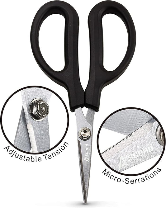 Ascend Tools 6-1/4 inch Carbon Steel Shears - Kevlar, Dyneema, Vectran, Spectra, Technora, Nomex, Innegra, Dacron, Fiberglass, Carbon Fiber, Fiber Optic Kevlar Shears