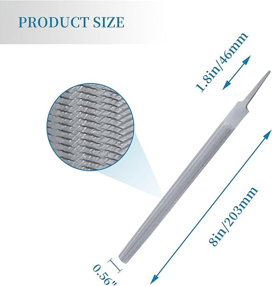 8-Inch Half Round Bastard Double Cut Without Handle Files for Metal File - 2 Count 