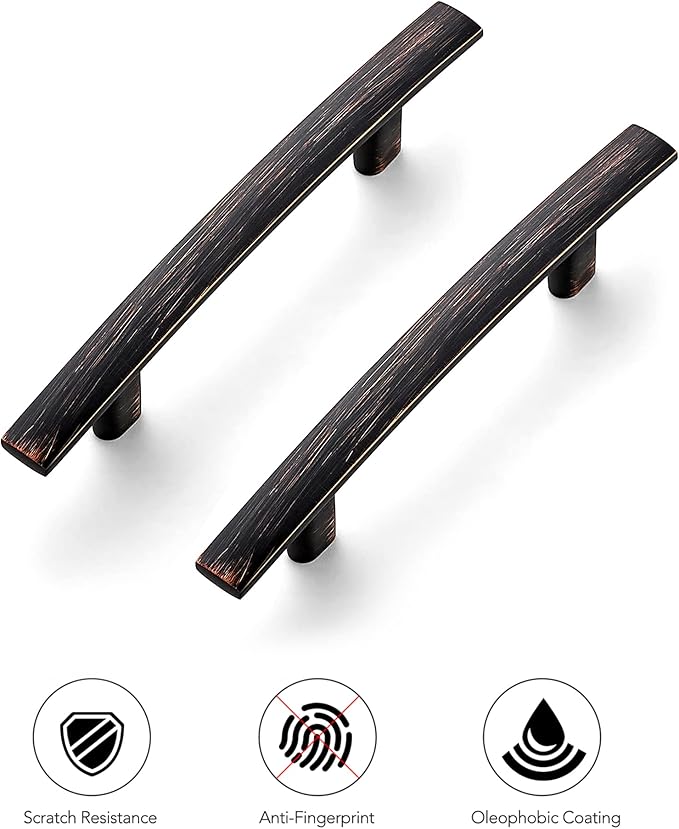 Ravinte 5-3/16 Inch Curved Cabinet Pulls Oil Rubbed Bronze Kitchen Arch Cupboard Handles Zinc Alloy Cabinet Pulls 5-3/16" Length,3" Hole Center | 10 Pack