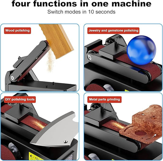 Twotrees Multi-Function Sander Combines Max Heat Bed Silicone Spring Grinding 200W Electric Sander 8500RPM Mini Belt Sander, suitable OUYZGIA 4pcs Black Acrylic (Black)
