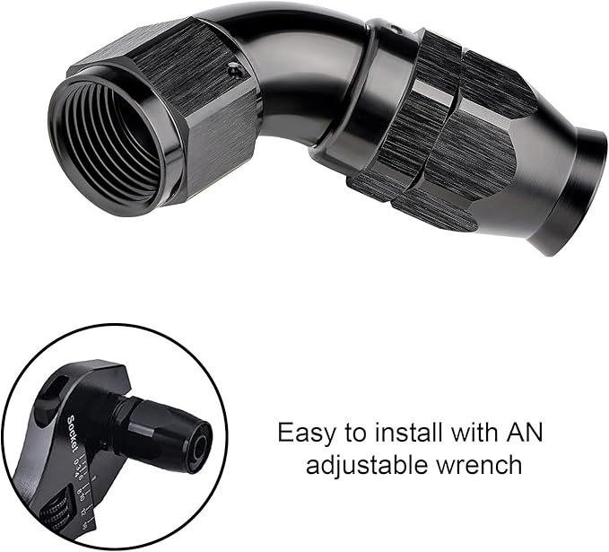 EVIL ENERGY 12AN 60 Degree PTFE One Piece Full Flow End Hose Fitting Aluminum Black