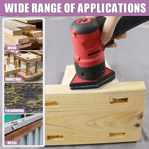 90mm x 65mm Triangle Sanding Sheets, Fits Milwaukee M12 Fuel Sander, Sandpaper Assortment 80, 120, 150, 180, 240 Grit (10 of Each), Hook & Loop Detail Sand Paper for Wood Finishing, Detail Sanding