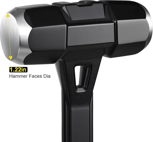 3lb Sledge Hammer - Heavy Duty Drilling Hammer with Forged One Piece Steel Head & Fiberglass Handle, Perfect for Demolition, Construction, and Blacksmithing