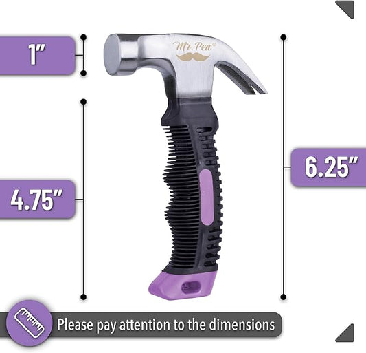 Mr. Pen- 8oz Purple Camping Hammer - Claw, Stubby, Tack, Magnetic, Small for Women, Nail - Tool