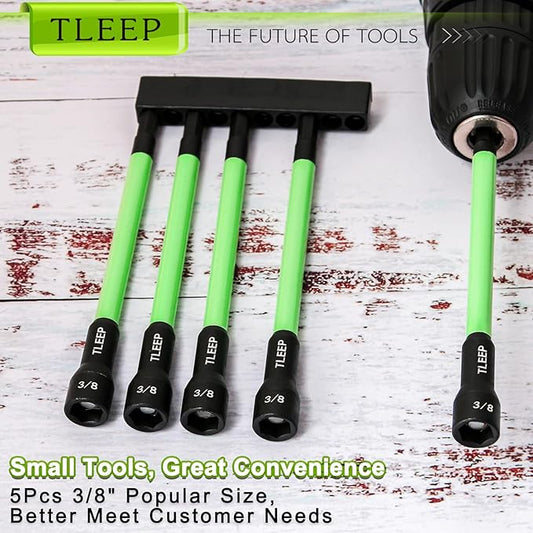 150MM 3/8" Magnetic Power Nut Driver Set for Impact Drill, 1/4" Hex Head Drill Bit Set SAE Screwdriver Socket Set, Chrome Vanadium Steel Quick Change Chuck Socket Wrench Nut Setters