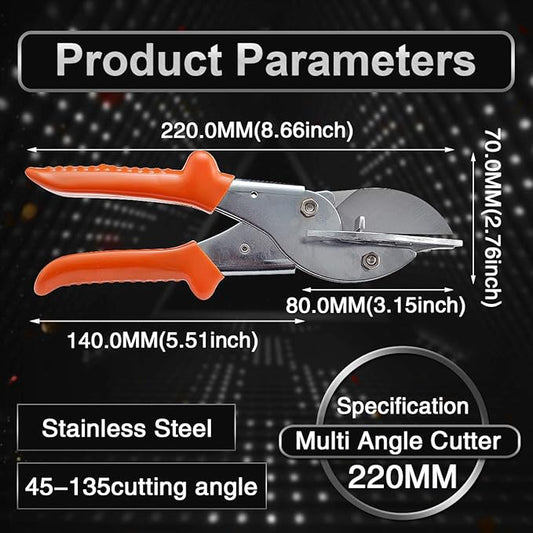 KATUR Multi Angle Miter Shear Cutter Hand Tools 45 Degree to 135 Degree with Spare Blade PVC PE Plastic Pipe Scissors (Orange)