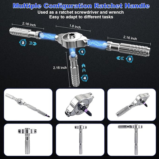 40 In 1 Magnetic Screwdriver Set, DIY Ratchet Screwdriver Set with T Detachable Handle, Portable S2 Alloy Steel Steel Repair Tools for DIY, Electronics, Car, Bicycle, Computer(Black)