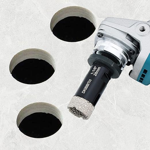 1-1/8" Diamond Hole Saw, Diamond Drill Bits 1-1/8 in Dia for Granite Tiles Quartzite Marble Concrete Porcelain Ceramic Stones, with 5/8-11 Thread for Angle Grinders and 3/8??Hex Shank for Drills