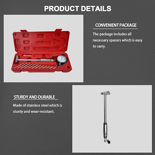 Dial Indicator Bore Gage 2" - 6" Range(0.001"), Dial Indicator Bore Gage Gauge, Stem Length 6'' with Carbide anvils (2"-6" Range