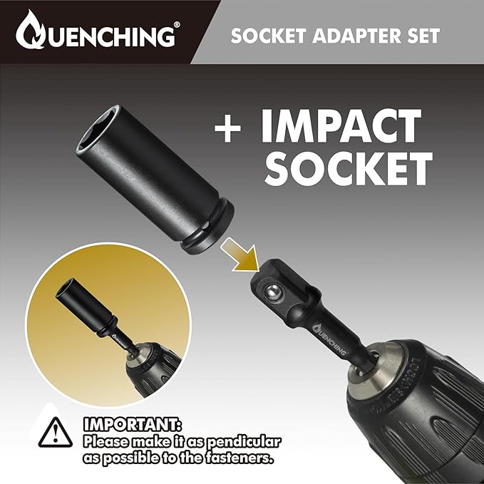 10Pcs 3 Inch Impact Grade Socket Adapter, 1/2-Inch Drive, Extension Socket Driver Bits, SAE Hex Shank, Cr-V with Black Phosphate Finish