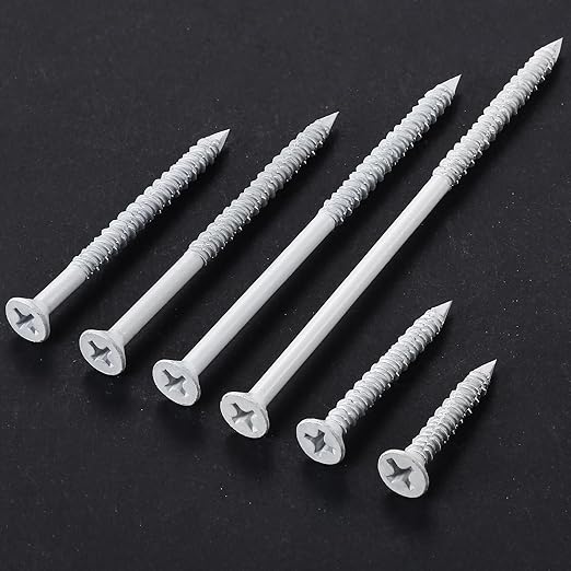 WenSilon(100 PCS) 1/4" x4 White Concrete Screw Anchor White Flat Head for Anchoring to Masonry, Block or Brick Stucco