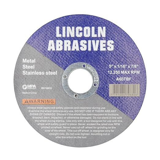 50 Pc 5" x 1/16" x 7/8" Cut-Off Wheels Lincoln Abrasives Metal & Stainless Steel