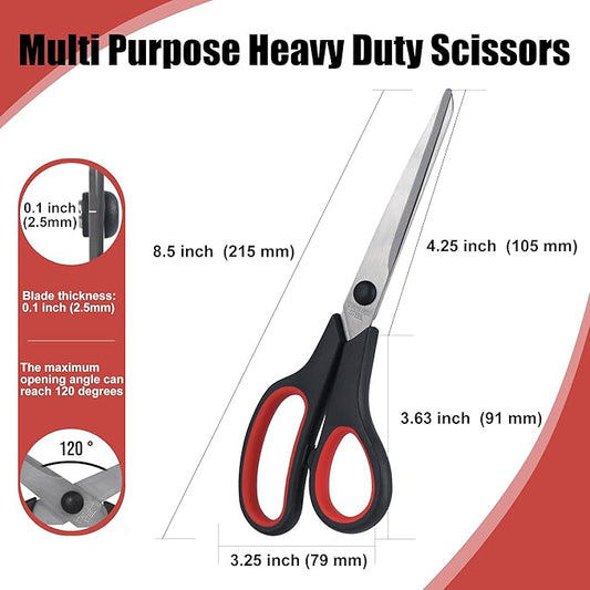 Lichamp 8.5??Scissors, 12-Pack Multipurpose Sharp Scissor, Comfort Grip Handles Household for Office, School, Home and Arts