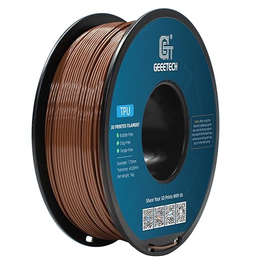 Geeetech TPU Filament 1.75mm, Shore 95A ??Flexible 3D Printer Filament with High Elasticity, 1KG (2.2lbs) Spool, Dimensional Accuracy 짹0.03mm, Fits Most FDM Printers (Brown)