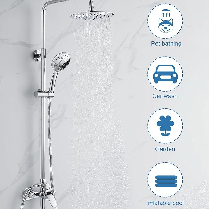 79" Shower Hose, Extra Long 304 Stainless Steel Handheld Shower Head Hose Extension/Replacement, Flexible & Durable, G1/2 Universal Insert & Nut