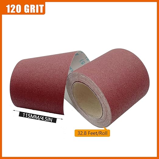 120 Grit Sandpaper Roll 4.5'' Wide 10Yard (= 71Pcs 1/4 Sheet Sandpaper) Abrasive Emery Cloth Sand Paper Roll for Dry Wet Sanding Polishing Wood Metal Glass Automotive Furniture PVC Primers (120 Grit)