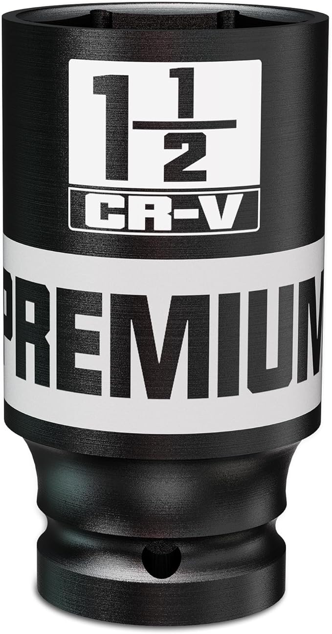 1/2" Drive Impact Socket, 1-1/2 Deep Socket, SAE, 6 Point, CR-V, Perfect for Home, Mechanic and Repair Project