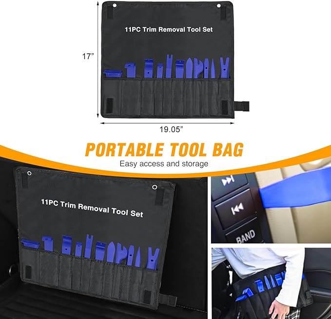 GOOACC 11PCS Auto Trim Removal Tool Kit No-Scratch Tool Kit for Car Audio Dash Window Molding Fastener Remover Tool Kit-Blue