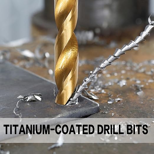 99 Pcs Drill Bit Set(1/16??3/8??, 135째 Tip Titanium Coated High Speed Steel, Twist Drill Bit Kit for Iron, Aluminum Alloy, Copper, Wood, Plastic, with Hard Storage