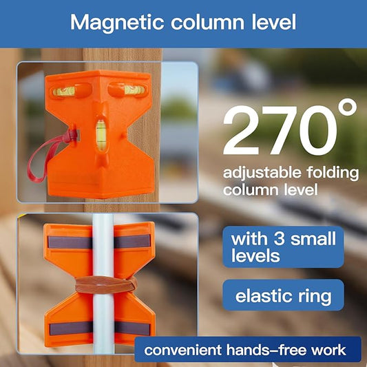 Orange Mason Line String with Post & Pipe Level & 5 Line Levels, #18 540 Feet Braided Construction Nylon Line,String Level Line Kit for Gardening Or Masonry Tools, Kite Twine String or DIY