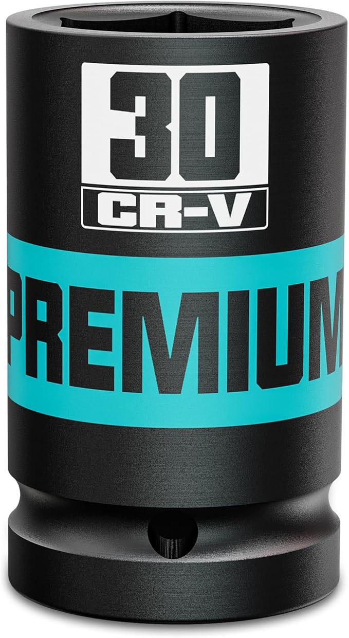 1" Drive 6 Point Impact Socket, 30mm Deep Socket, Metric, CR-V, Automotive Maintenance Machinery Manufacturing