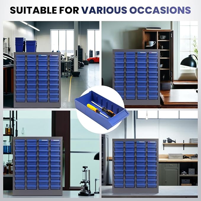 Parts Organizer Cabine 40 Drawers, 25" H x 21" D x 9" W Stainless Steel Bolt and Nut Storage Cabinet, ABS Drawers, Adjustable Shelves & Label, Parts Cabinet for Workshop Laboratory Home Tool Storage