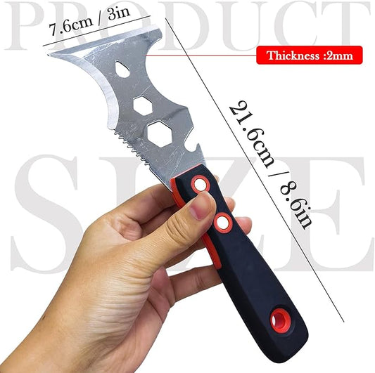 WYPROCEED Paint Scraper Tool, Stainless Steel 12-in-1 Putty Knife, Metal Spackle Scraper for Removing Drywall Paint, Caulk, Wood, Wallpaper