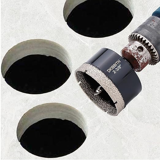 DKIBBITH 2-3/8" Diamond Hole-Saw Bits with Pilot Drill Bit - 2-3/8" Diamond Tipped Tile Hole Saws with Guiding Bit for Porcelain Tile Ceramic Pottery Granite Stone Glass Bottles 60mm.
