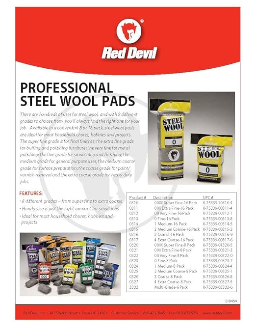 Red Devil 0310 Steel Wool, 0000 (Pack of 96)