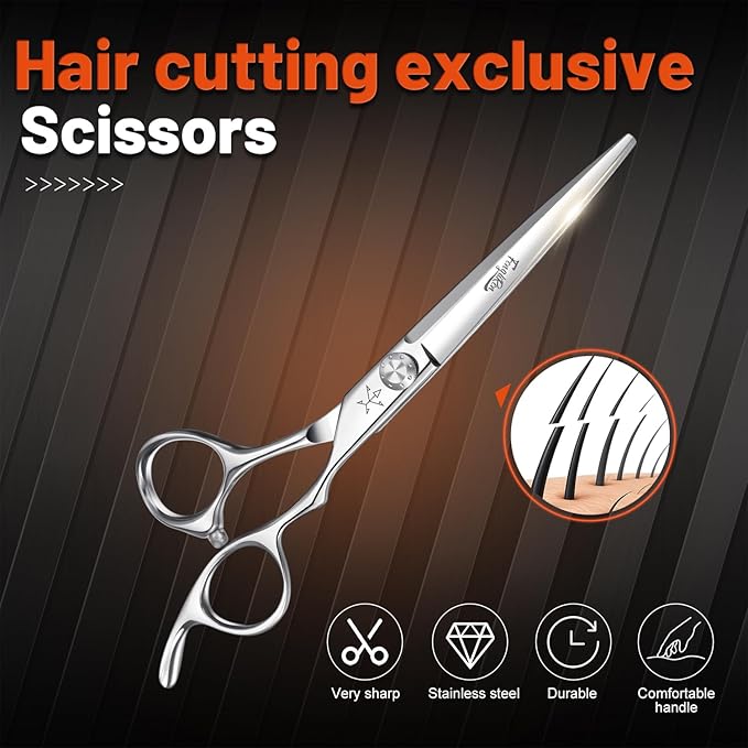 High-end Professional Extremely Very Sharp Barber Hair Cutting Scissors Hairdresser Shears For Hair 6.25 Inch Haircut Scissor Made Of Stainless Steel Alloy For Hairdressing Salon and Home Use