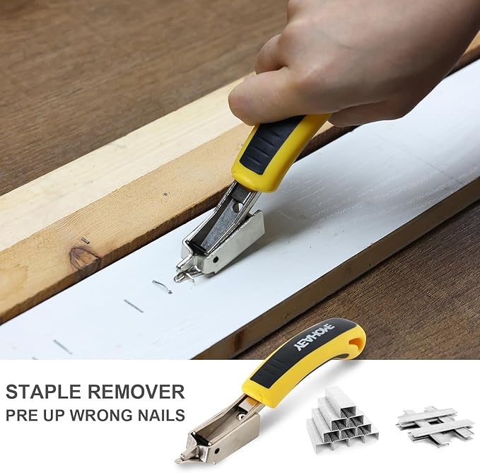 YEAHOME Electric Staple Gun, 2 in 1 Light Duty Cordless Staple Gun for Upholstery with 2000 Staples & Nails, 3.7V Brad Nailer Kit with USB Charger & Staple Remover for Wood, Carpentry, Crafts, DIY