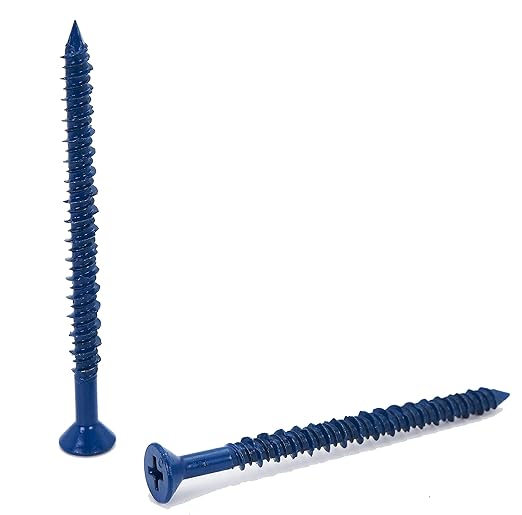 CONFAST 3/16" x 2-3/4" Blue Flat Phillips Concrete Screw Anchor with Drill Bit for Anchoring to Masonry, Block or Brick (100 per Box)