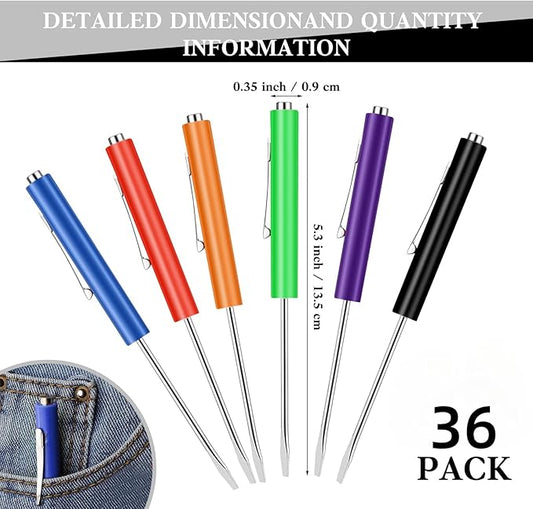 36 Pieces Pocket Screwdriver Mini Tops and Pocket Clips Magnetic Slotted Small Screw Driver with a Single Blade Head for Mechanical, Electrician(Colorful)