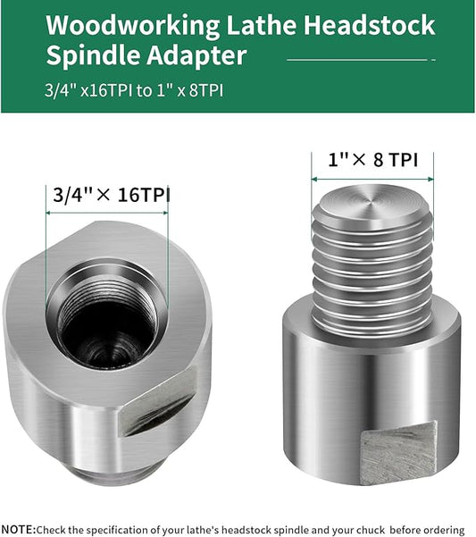Lathe Headstock Spindle Adapter,Converts FT 3/4" x 16 to MT 1" x 8 TPI for Woodworking Lathe