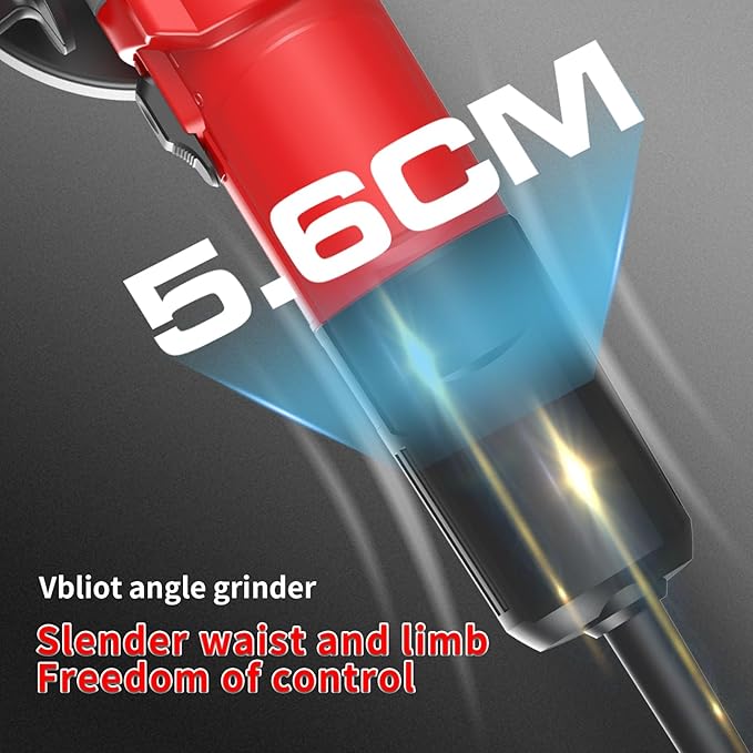 710W Electric Angle Grinder Tool 6A 4-1/2 Inch with 360 Rotational Guard 11000RPM Power Tool for Cutting and Grinding Metal Stone Wood Polishing, Red
